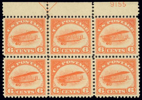 US Stamp Prices Scott # C1 - 6c 1918 Air Curtiss Jenny. Daniel Kelleher Auctions, Feb 2013, Sale 634, Lot 353