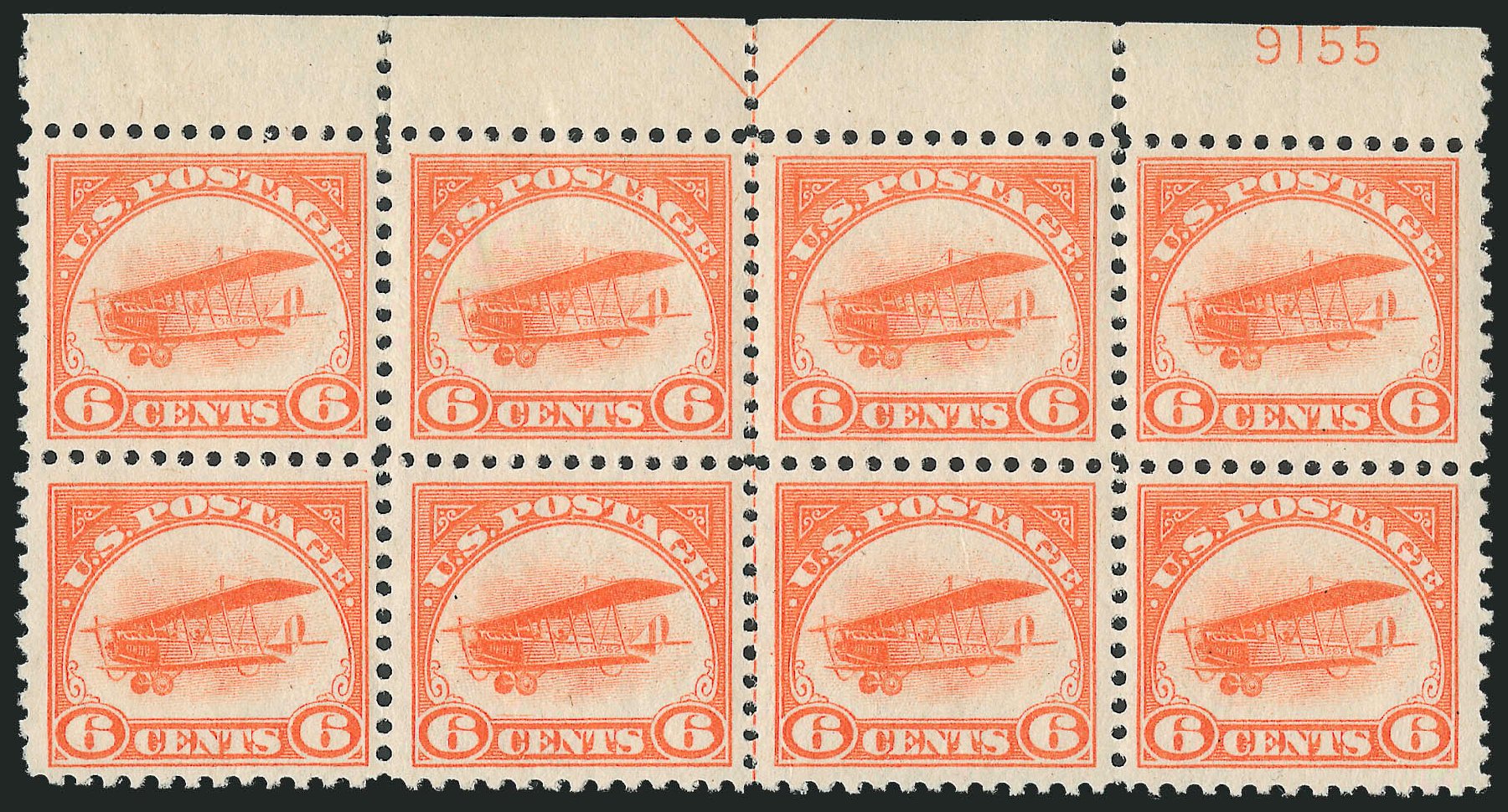 Values of US Stamps Scott Cat. # C1 - 6c 1918 Air Curtiss Jenny. Robert Siegel Auction Galleries, Oct 2011, Sale 1014, Lot 2133