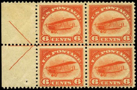 Costs of US Stamp Scott Catalog C1 - 1918 6c Air Curtiss Jenny. Harmer-Schau Auction Galleries, Feb 2012, Sale 92, Lot 1246