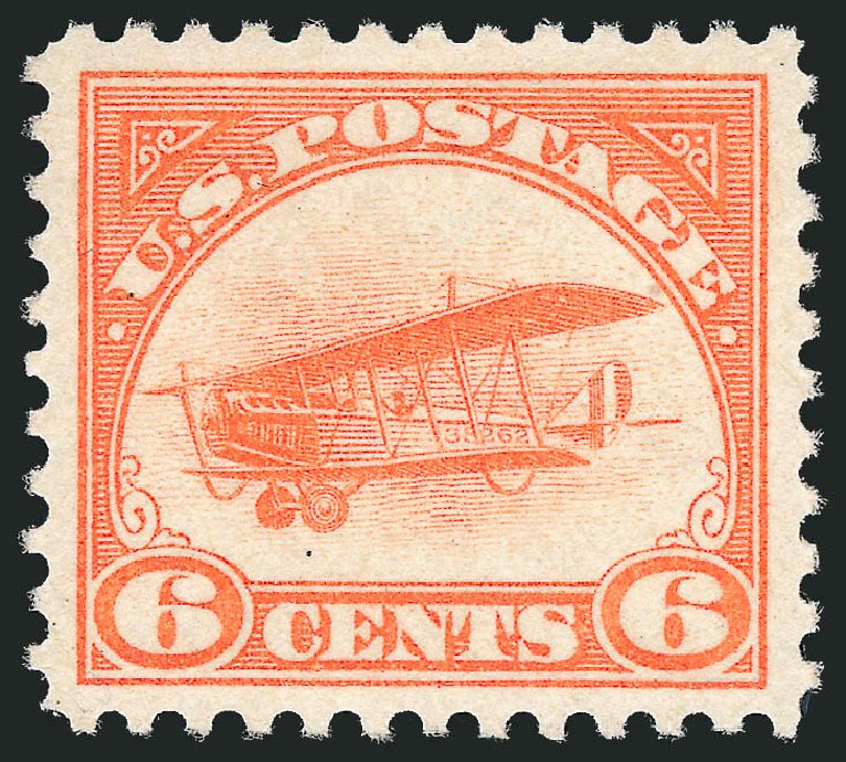 Price of US Stamp Scott Catalog C1: 6c 1918 Air Curtiss Jenny. Robert Siegel Auction Galleries, Jul 2013, Sale 1050, Lot 686