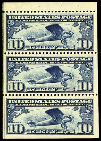 US Stamp Values Scott Catalog # C10 - 10c 1927 Air Lindbergh Plane Spirit. Matthew Bennett International, Apr 2008, Sale 326, Lot 567