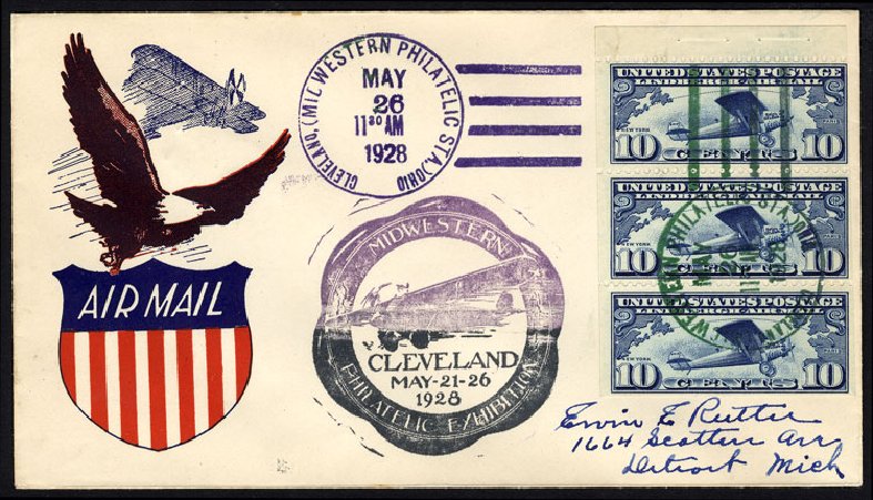Prices of US Stamp Scott Cat. # C10 - 10c 1927 Air Lindbergh Plane Spirit. Cherrystone Auctions, Jun 2009, Sale 200906, Lot 377