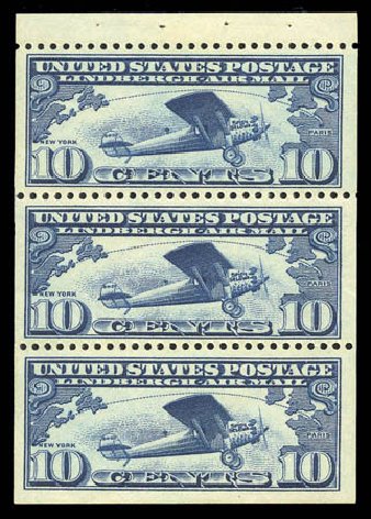 US Stamps Prices Scott #C10: 1927 10c Air Lindbergh Plane Spirit. Matthew Bennett International, Sep 2010, Sale 331, Lot 858