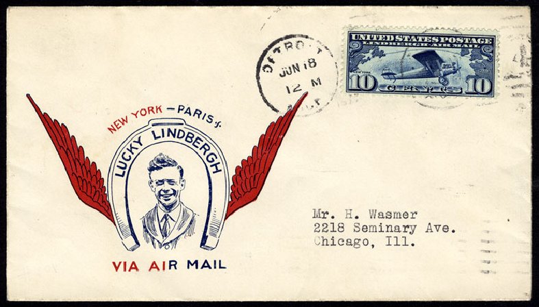 US Stamps Price Scott Catalogue #C10: 1927 10c Air Lindbergh Plane Spirit. Cherrystone Auctions, Jun 2009, Sale 200906, Lot 372