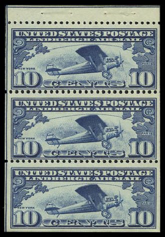 US Stamps Prices Scott Catalog #C10 - 10c 1927 Air Lindbergh Plane Spirit. Matthew Bennett International, Sep 2010, Sale 331, Lot 853