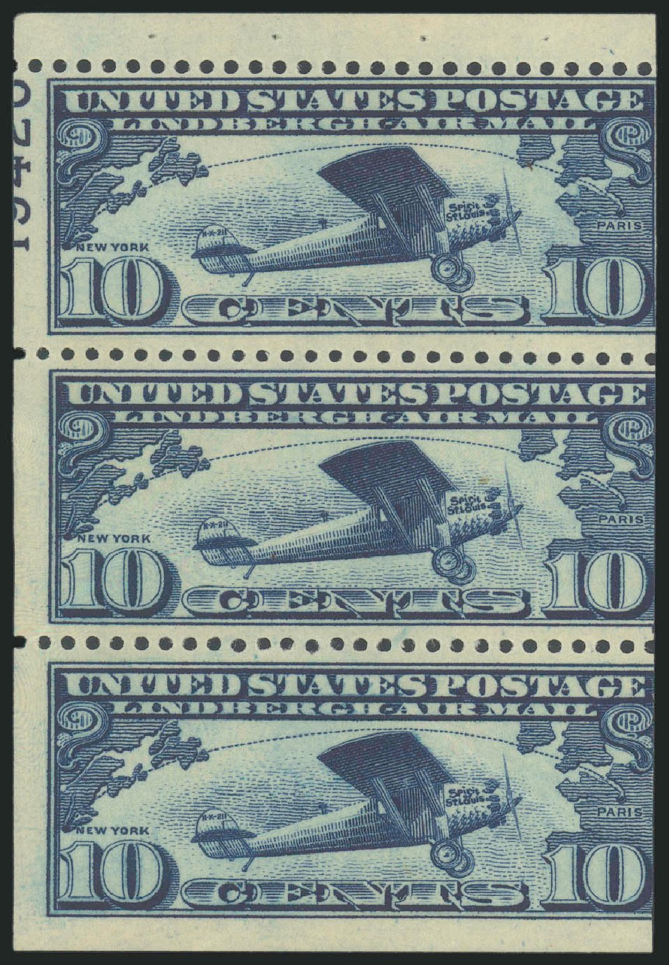 Values of US Stamps Scott Catalogue C10 - 10c 1927 Air Lindbergh Plane Spirit. Robert Siegel Auction Galleries, Jun 2010, Sale 991, Lot 1363