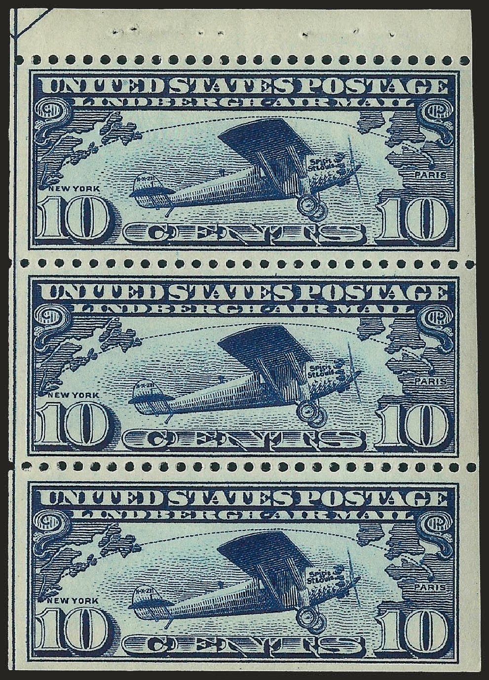 US Stamp Price Scott # C10: 10c 1927 Air Lindbergh Plane Spirit. Robert Siegel Auction Galleries, Jun 2010, Sale 991, Lot 1366