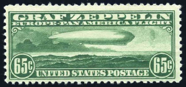 Price of US Stamps Scott Catalogue C13 - 1930 65c Air Graf Zeppelin. Harmer-Schau Auction Galleries, Jun 2008, Sale 78, Lot 1717