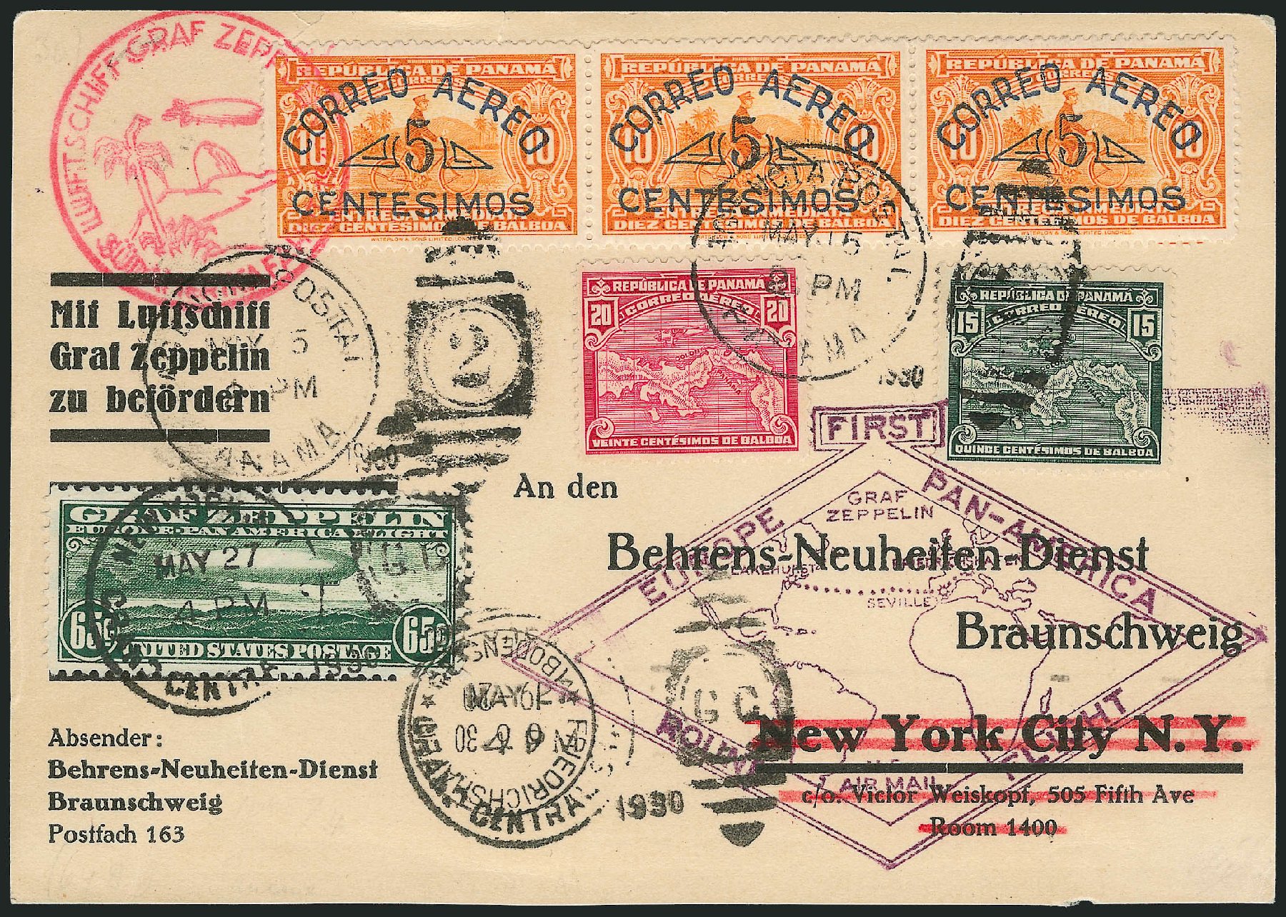 Cost of US Stamps Scott #C13 - 65c 1930 Air Graf Zeppelin. Robert Siegel Auction Galleries, Dec 2010, Sale 1003, Lot 5077