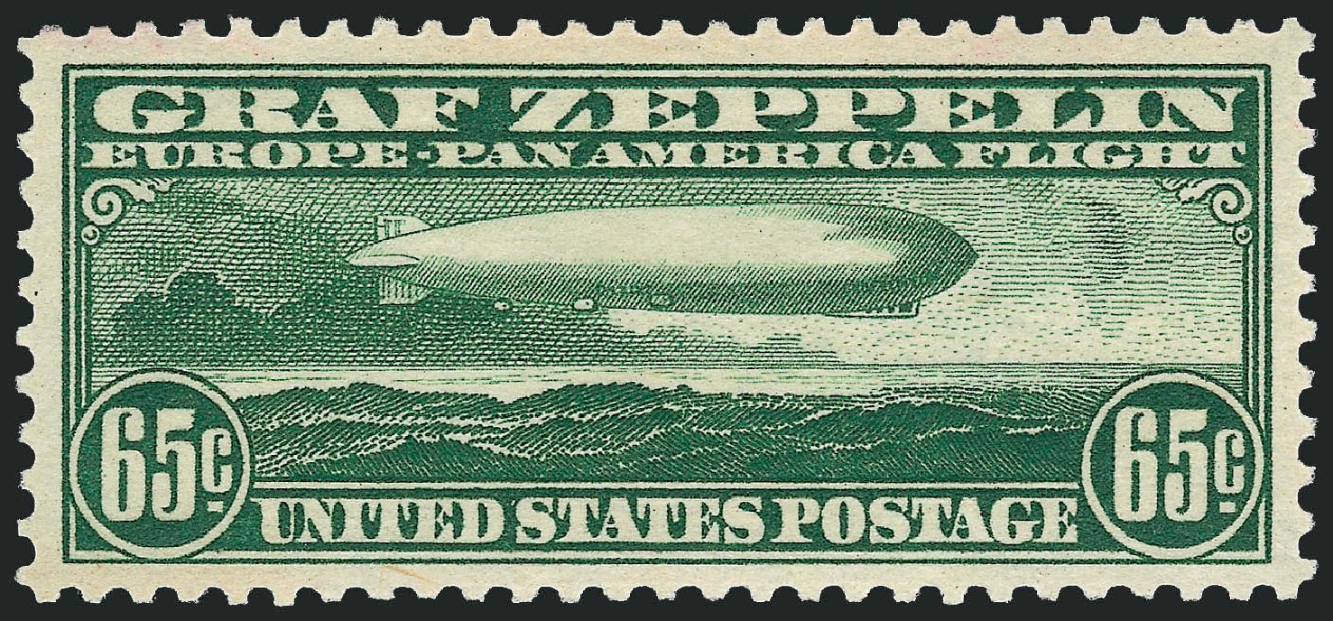 Costs of US Stamps Scott Catalogue C13 - 1930 65c Air Graf Zeppelin. Robert Siegel Auction Galleries, Sep 2008, Sale 962, Lot 2957
