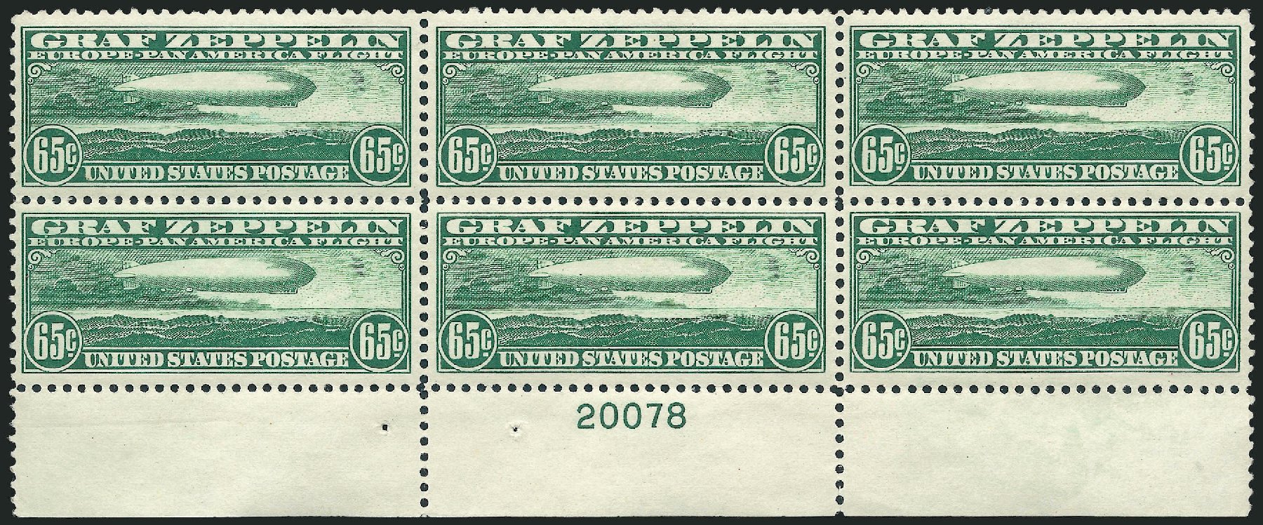 US Stamp Price Scott Cat. #C13 - 65c 1930 Air Graf Zeppelin. Robert Siegel Auction Galleries, Apr 2009, Sale 971, Lot 1917