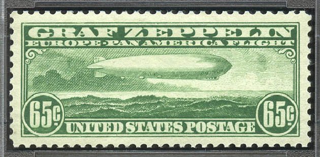 Value of US Stamp Scott # C13 - 1930 65c Air Graf Zeppelin. Matthew Bennett International, Sep 2010, Sale 331, Lot 868