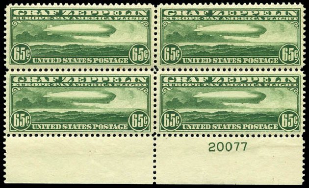 Prices of US Stamps Scott Cat. # C13 - 1930 65c Air Graf Zeppelin. Matthew Bennett International, Mar 2011, Sale 337, Lot 3088
