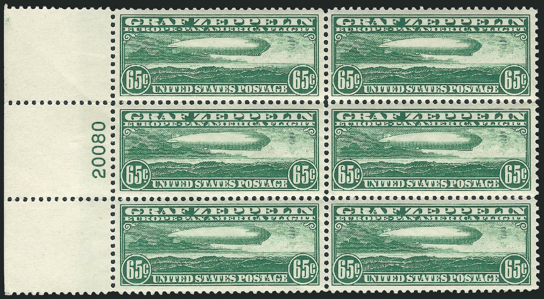 Cost of US Stamps Scott Catalog # C13 - 65c 1930 Air Graf Zeppelin. Robert Siegel Auction Galleries, Apr 2009, Sale 971, Lot 1928