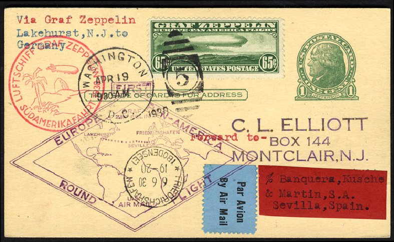 US Stamp Values Scott Catalogue C13 - 65c 1930 Air Graf Zeppelin. Cherrystone Auctions, Jun 2009, Sale 200906, Lot 379