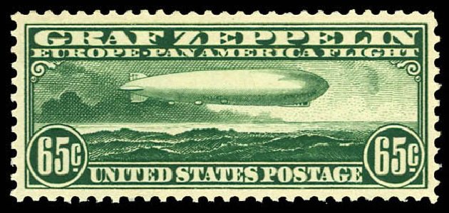 Costs of US Stamp Scott Cat. #C13 - 65c 1930 Air Graf Zeppelin. Daniel Kelleher Auctions, Dec 2012, Sale 633, Lot 1069