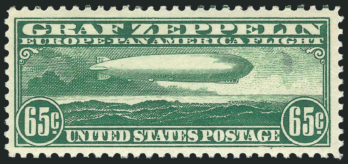 US Stamps Prices Scott Catalogue C13: 65c 1930 Air Graf Zeppelin. Robert Siegel Auction Galleries, Dec 2008, Sale 967, Lot 5049