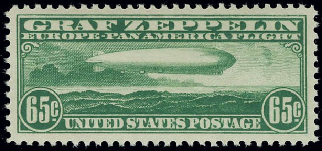 Price of US Stamp Scott C13: 1930 65c Air Graf Zeppelin. Matthew Bennett International, Jun 2008, Sale 328, Lot 1120