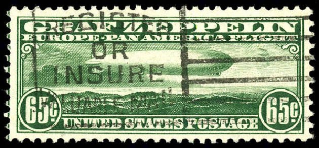 Price of US Stamps Scott Catalog #C13 - 1930 65c Air Graf Zeppelin. Matthew Bennett International, Dec 2008, Sale 330, Lot 1900
