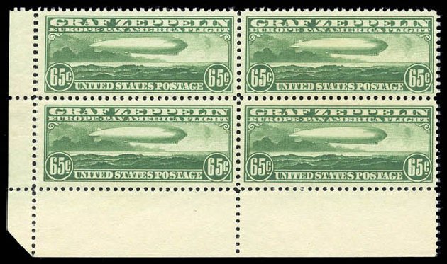 US Stamp Price Scott Cat. C13 - 65c 1930 Air Graf Zeppelin. Matthew Bennett International, Sep 2010, Sale 331, Lot 870