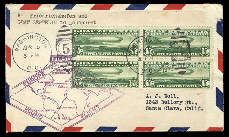 Price of US Stamps Scott Catalogue #C13 - 1930 65c Air Graf Zeppelin. Cherrystone Auctions, Jun 2009, Sale 200906, Lot 380