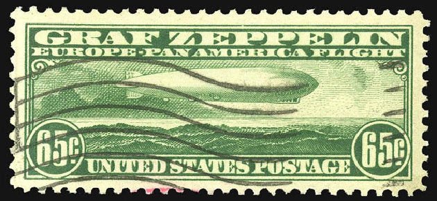 Cost of US Stamp Scott Catalogue # C13: 1930 65c Air Graf Zeppelin. Matthew Bennett International, Apr 2008, Sale 326, Lot 581