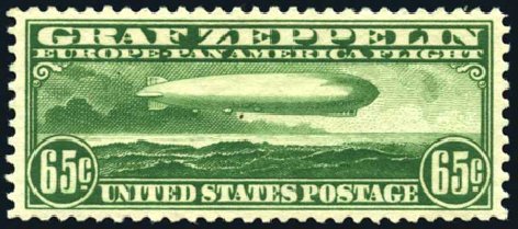 US Stamp Prices Scott Catalog C13: 1930 65c Air Graf Zeppelin. Harmer-Schau Auction Galleries, Apr 2008, Sale 77, Lot 131