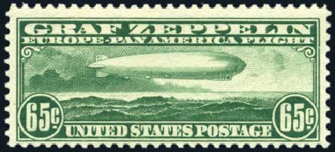 Values of US Stamps Scott C13: 1930 65c Air Graf Zeppelin. Harmer-Schau Auction Galleries, Aug 2011, Sale 90, Lot 1651