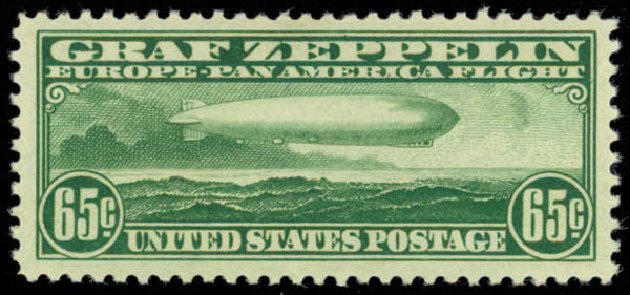 Cost of US Stamp Scott Catalog C13: 1930 65c Air Graf Zeppelin. Daniel Kelleher Auctions, Apr 2013, Sale 636, Lot 551