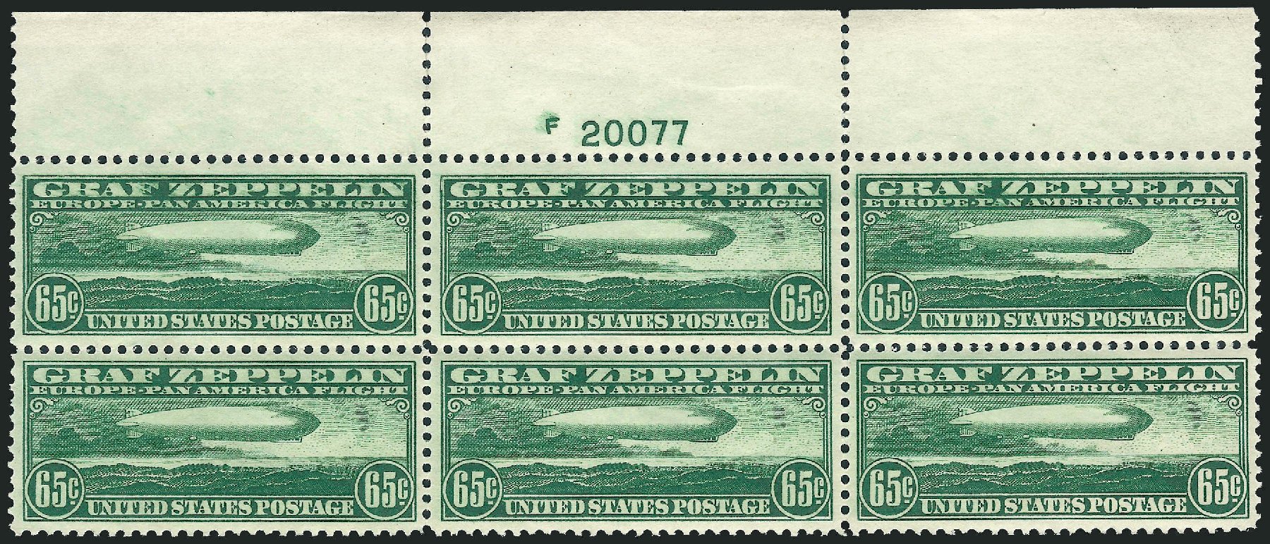 US Stamp Value Scott Cat. #C13 - 1930 65c Air Graf Zeppelin. Robert Siegel Auction Galleries, Apr 2009, Sale 971, Lot 1911