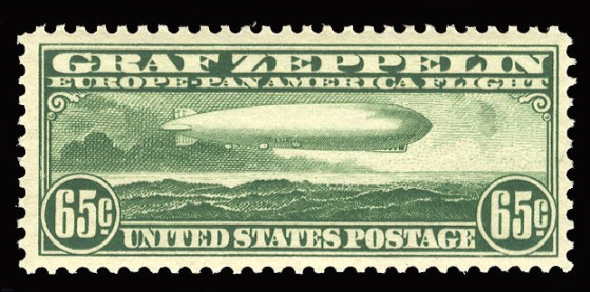 Value of US Stamp Scott Catalogue # C13: 65c 1930 Air Graf Zeppelin. Cherrystone Auctions, Mar 2013, Sale 201303, Lot 104