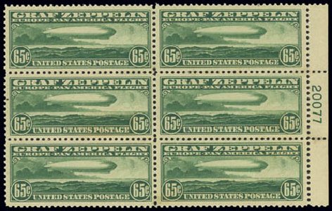 Values of US Stamp Scott Catalogue #C13 - 1930 65c Air Graf Zeppelin. Daniel Kelleher Auctions, Feb 2013, Sale 634, Lot 364