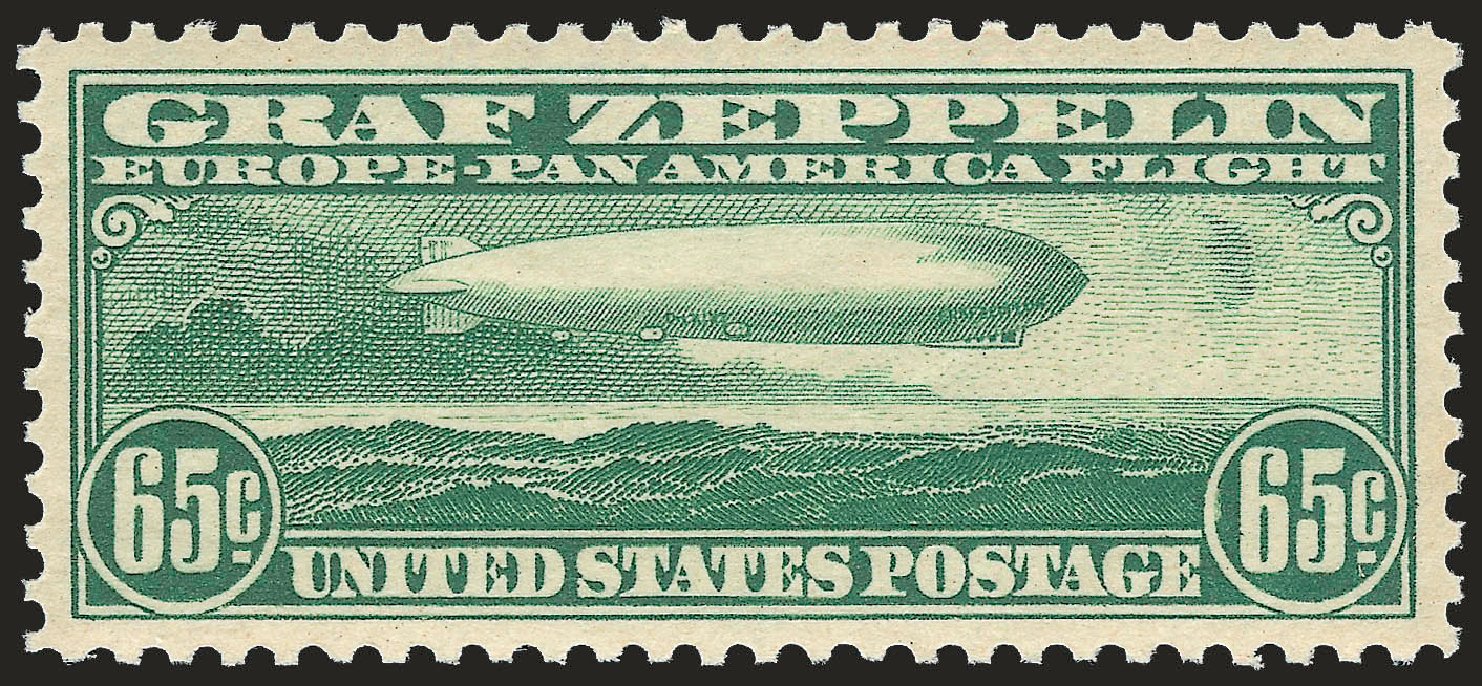 Value of US Stamps Scott Catalog C13: 1930 65c Air Graf Zeppelin. Robert Siegel Auction Galleries, Jun 2009, Sale 975, Lot 2124