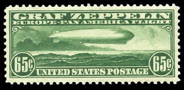 US Stamps Value Scott Catalogue C13 - 1930 65c Air Graf Zeppelin. Matthew Bennett International, Mar 2011, Sale 337, Lot 3085
