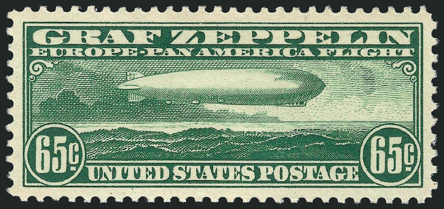 Cost of US Stamps Scott Catalogue C13: 65c 1930 Air Graf Zeppelin. Robert Siegel Auction Galleries, Sep 2008, Sale 962, Lot 2955