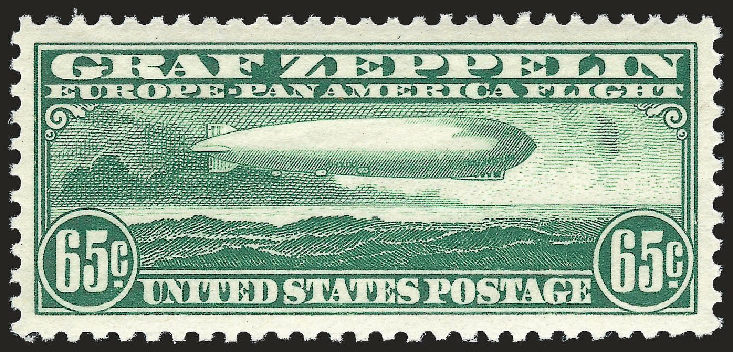 US Stamps Prices Scott Cat. C13: 65c 1930 Air Graf Zeppelin. Robert Siegel Auction Galleries, Dec 2009, Sale 982, Lot 6045