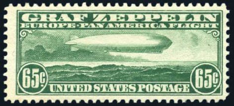 Costs of US Stamp Scott Catalogue # C13 - 65c 1930 Air Graf Zeppelin. Harmer-Schau Auction Galleries, Jul 2010, Sale 86, Lot 612