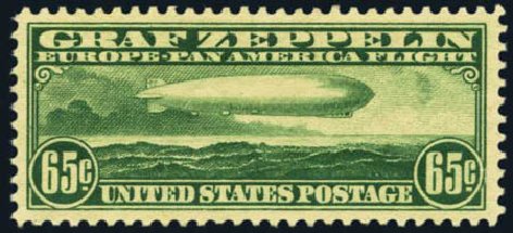 Costs of US Stamps Scott # C13 - 65c 1930 Air Graf Zeppelin. Harmer-Schau Auction Galleries, Jan 2013, Sale 96, Lot 672