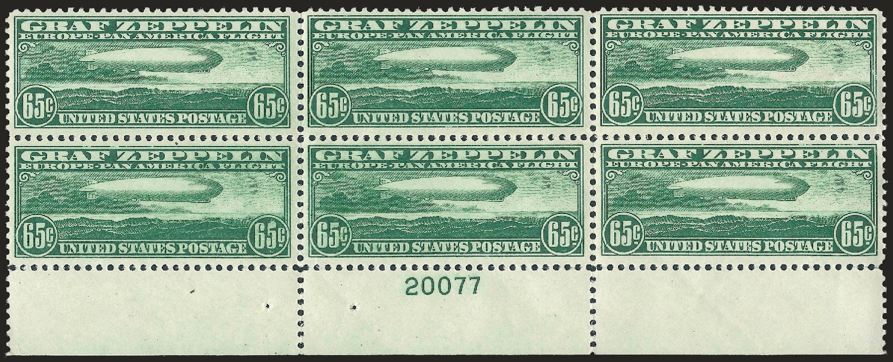 Value of US Stamp Scott Catalogue C13 - 65c 1930 Air Graf Zeppelin. Robert Siegel Auction Galleries, Apr 2009, Sale 971, Lot 1912