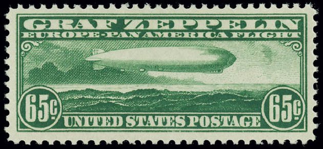 Costs of US Stamps Scott Catalog # C13: 65c 1930 Air Graf Zeppelin. Matthew Bennett International, Jun 2008, Sale 328, Lot 1123