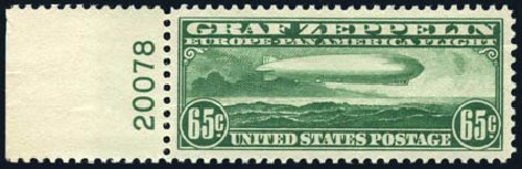 US Stamps Values Scott Catalog C13 - 1930 65c Air Graf Zeppelin. Harmer-Schau Auction Galleries, Jul 2010, Sale 86, Lot 613