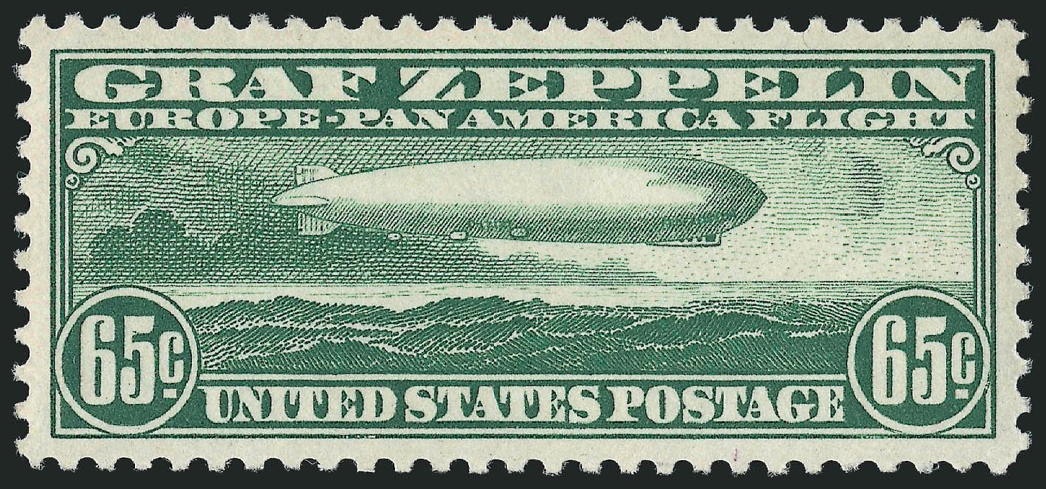 US Stamp Prices Scott Catalogue C13: 65c 1930 Air Graf Zeppelin. Robert Siegel Auction Galleries, Jun 2009, Sale 975, Lot 2123