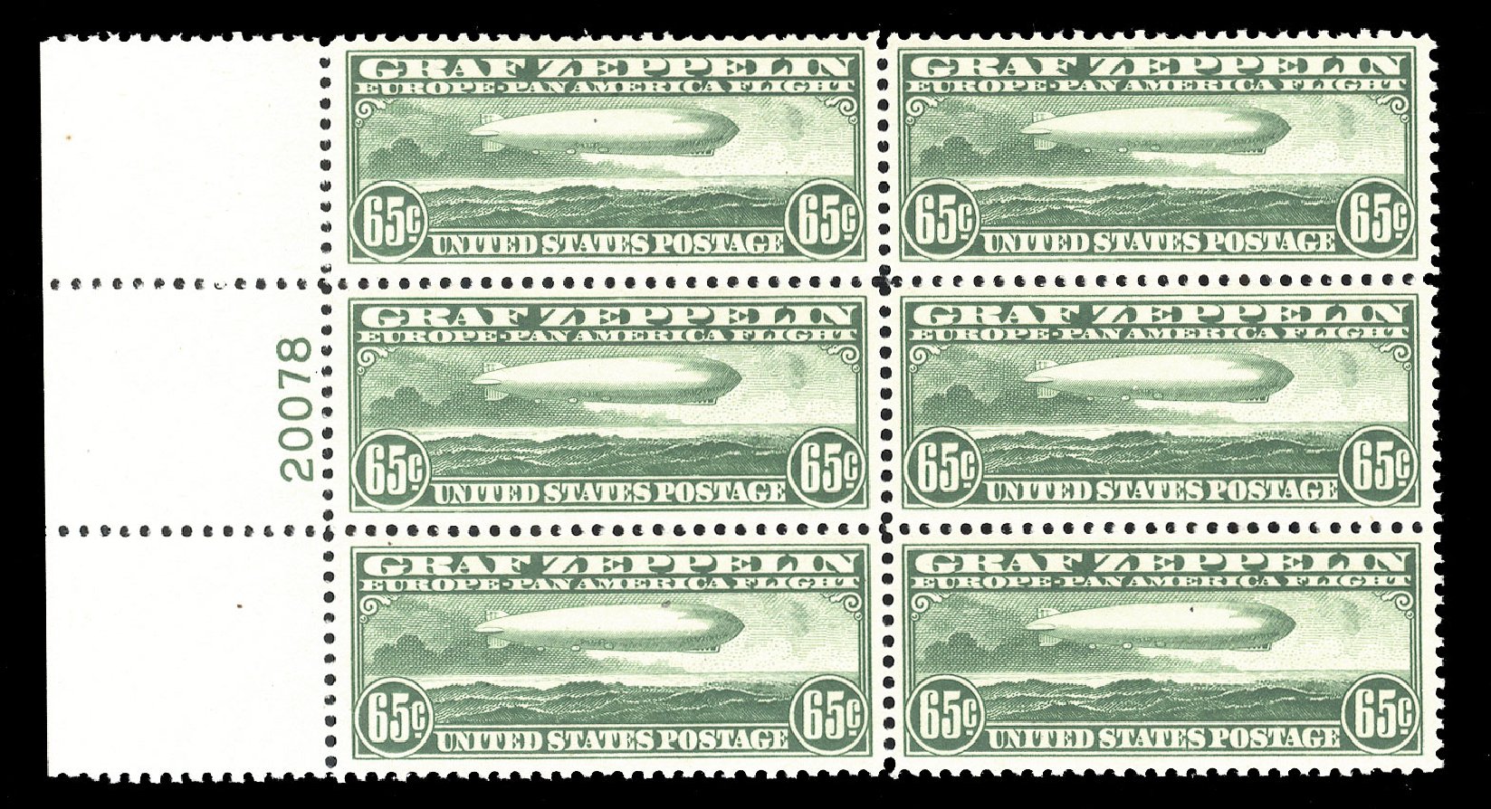 Cost of US Stamps Scott Cat. C13: 1930 65c Air Graf Zeppelin. Cherrystone Auctions, Nov 2009, Sale 200911, Lot 3156