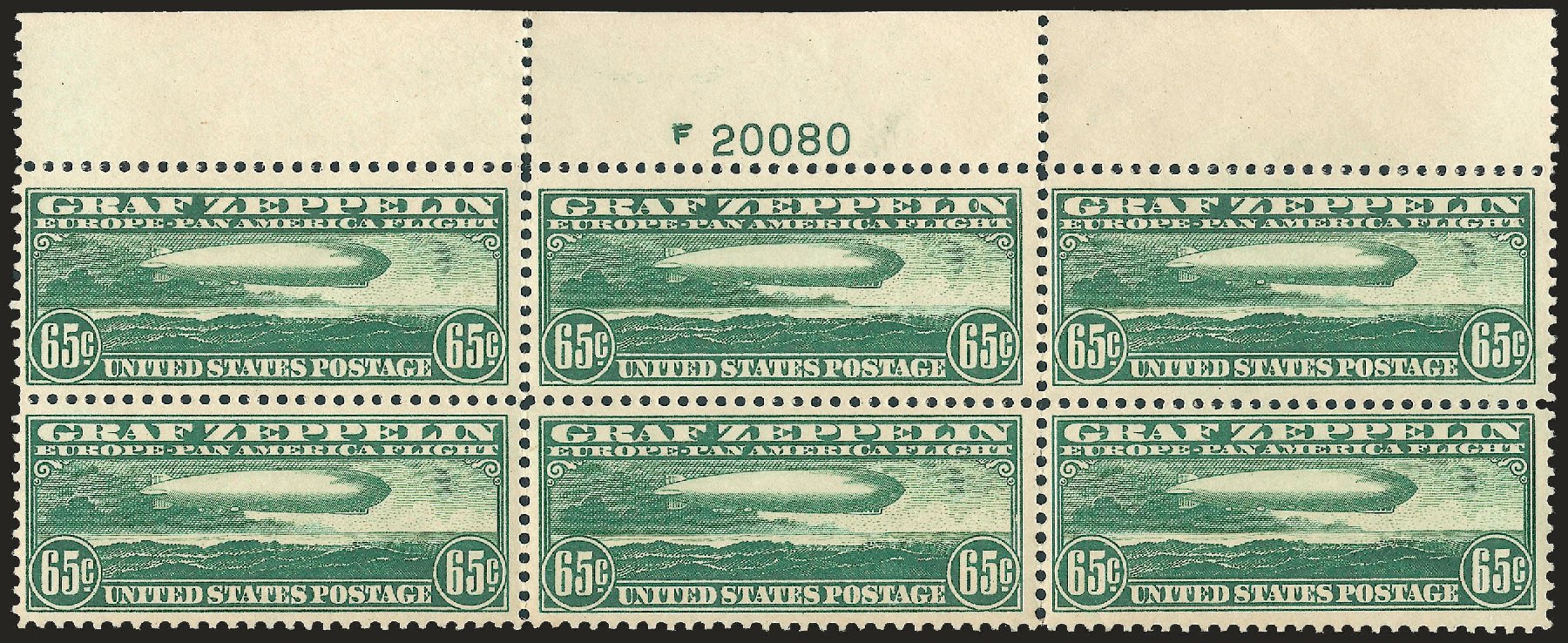 US Stamps Prices Scott Cat. #C13 - 1930 65c Air Graf Zeppelin. Robert Siegel Auction Galleries, Apr 2009, Sale 971, Lot 1926