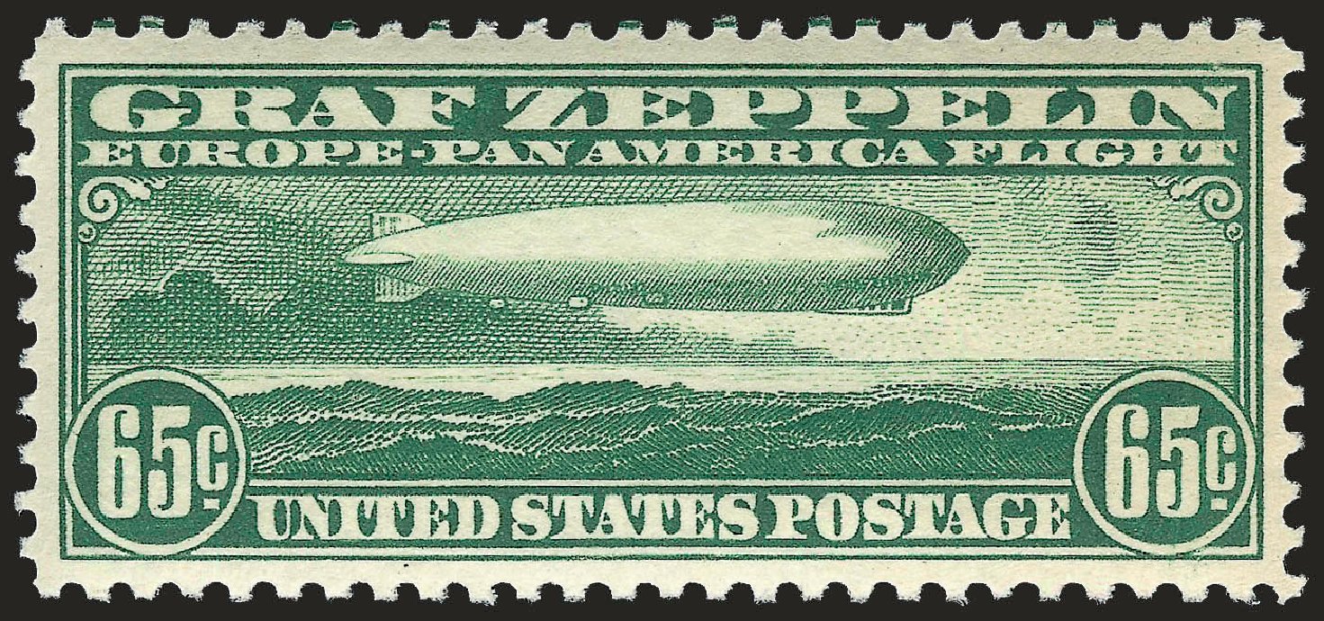 Costs of US Stamps Scott # C13: 1930 65c Air Graf Zeppelin. Robert Siegel Auction Galleries, Jun 2009, Sale 975, Lot 2126