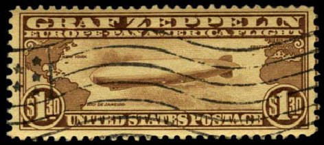 Cost of US Stamps Scott Catalogue # C14: 1930 US$1.30 Air Graf Zeppelin. Harmer-Schau Auction Galleries, Feb 2012, Sale 92, Lot 1277