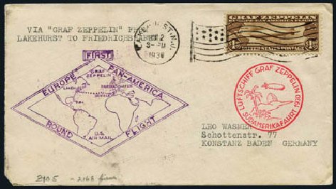 Costs of US Stamps Scott Catalogue #C14 - 1930 US$1.30 Air Graf Zeppelin. Harmer-Schau Auction Galleries, May 2012, Sale 93, Lot 457