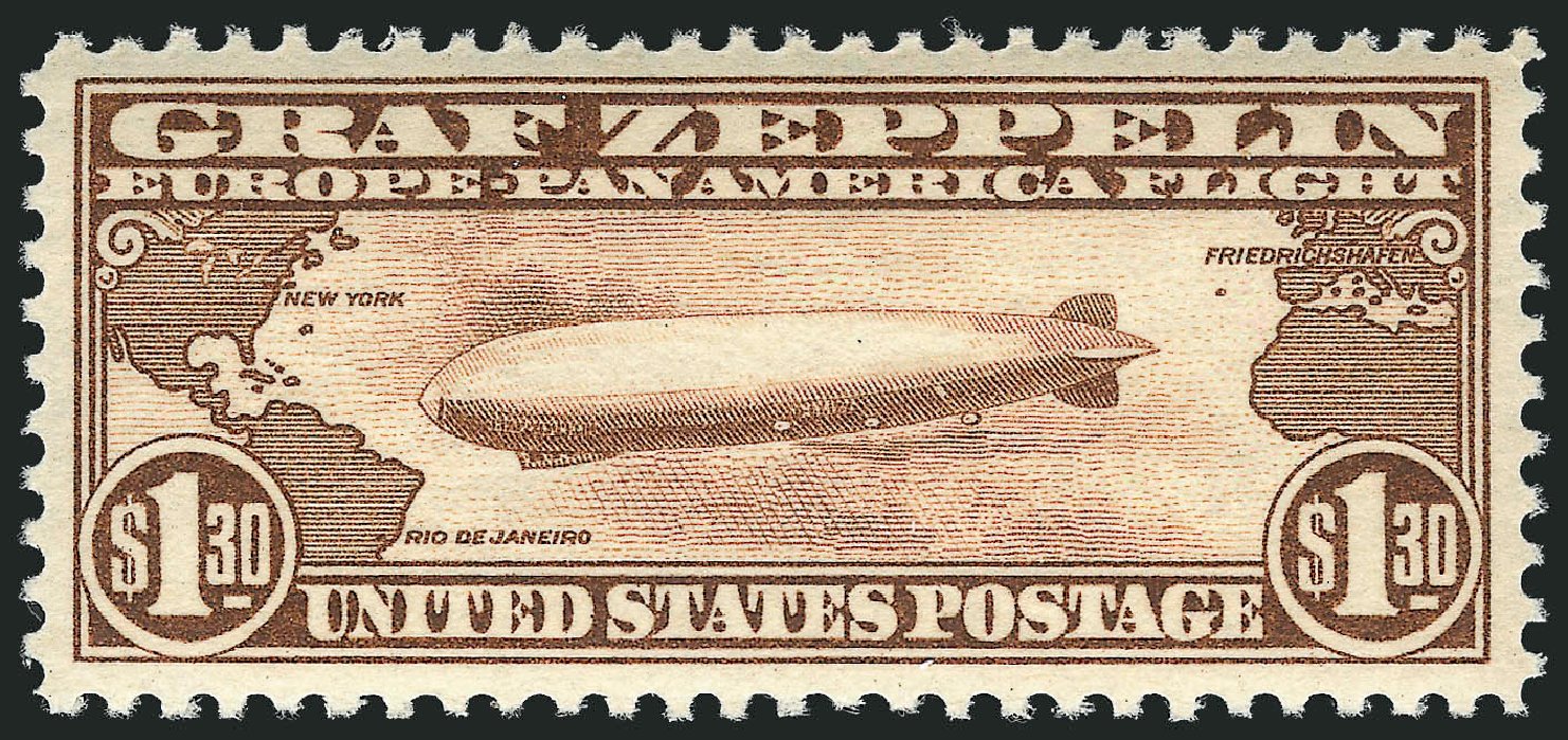 Value of US Stamps Scott Catalogue #C14 - 1930 US$1.30 Air Graf Zeppelin. Robert Siegel Auction Galleries, May 2013, Sale 1044, Lot 317