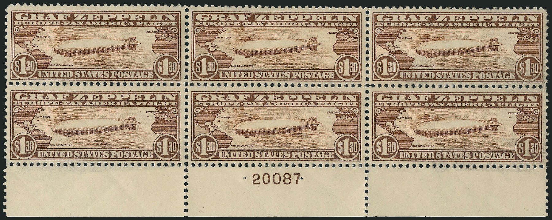 Price of US Stamp Scott Catalog C14 - 1930 US$1.30 Air Graf Zeppelin. Robert Siegel Auction Galleries, Dec 2008, Sale 967, Lot 5057
