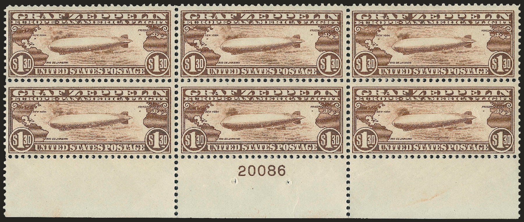 Costs of US Stamps Scott Catalog C14: US$1.30 1930 Air Graf Zeppelin. Robert Siegel Auction Galleries, Apr 2009, Sale 971, Lot 1937